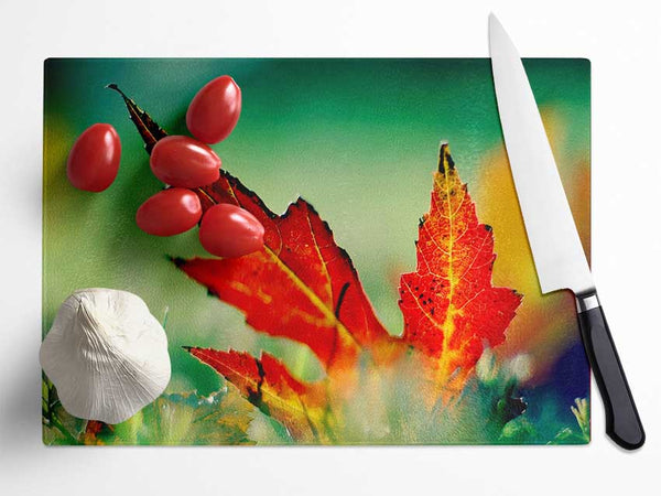 Autumn Leaf Glass Chopping Board