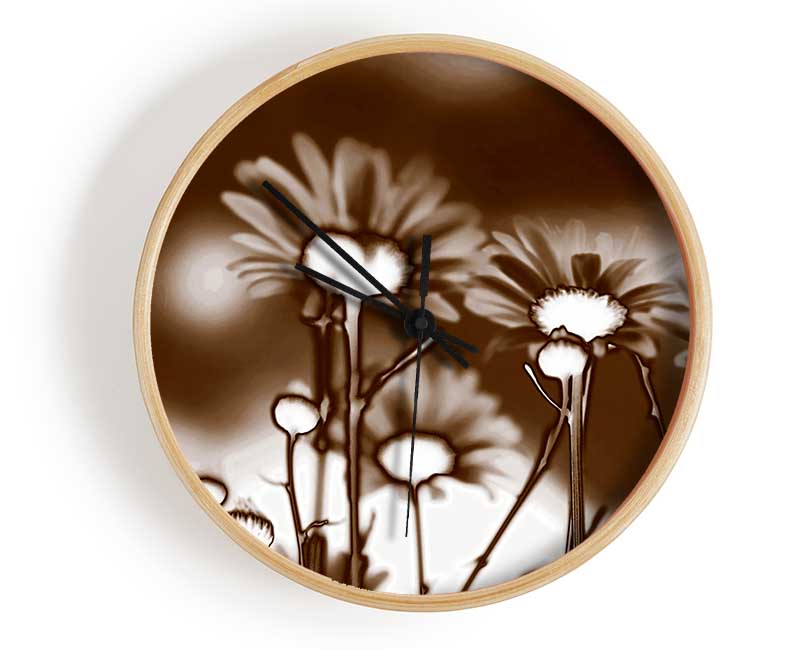 X-Ray Daisys Brown Clock - Wallart-Direct UK