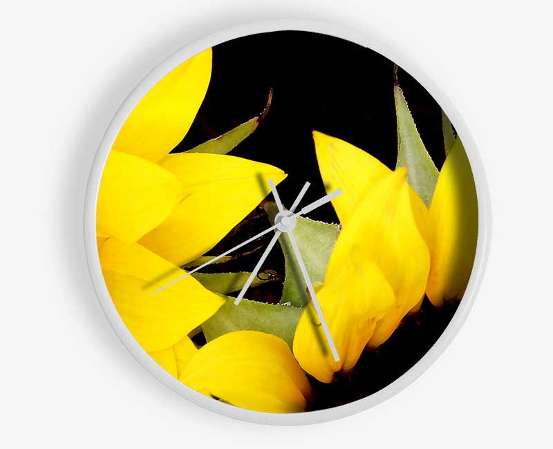 Yellow Sunflower Twins Close-Up Clock - Wallart-Direct UK