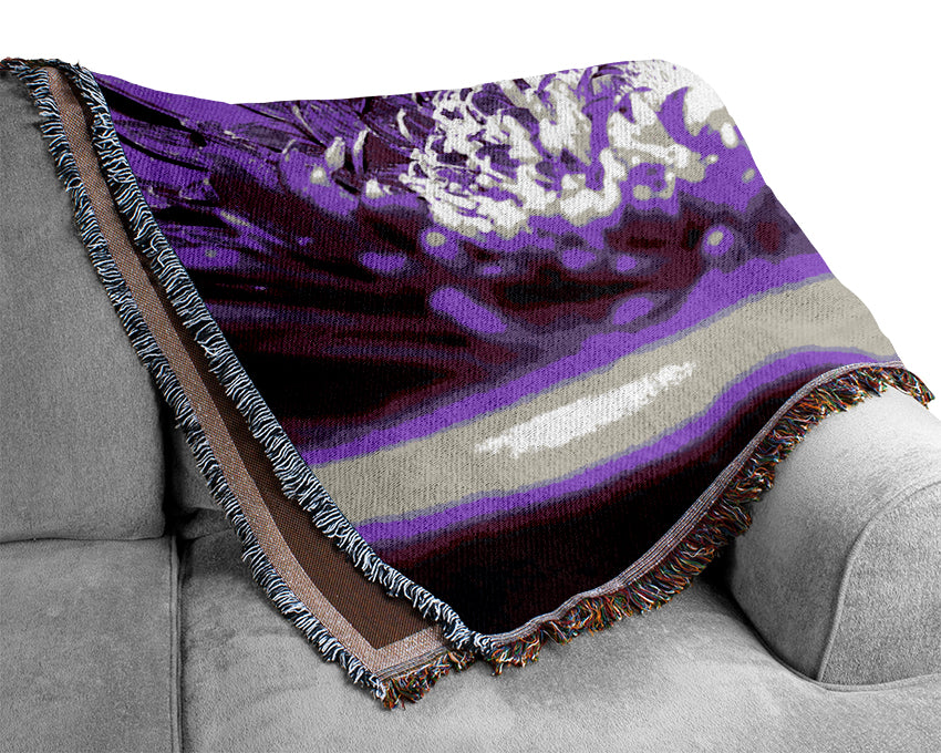 Daisy Centre Purple Woven Blanket