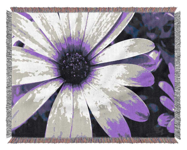 Purple Daisy Petals Woven Blanket