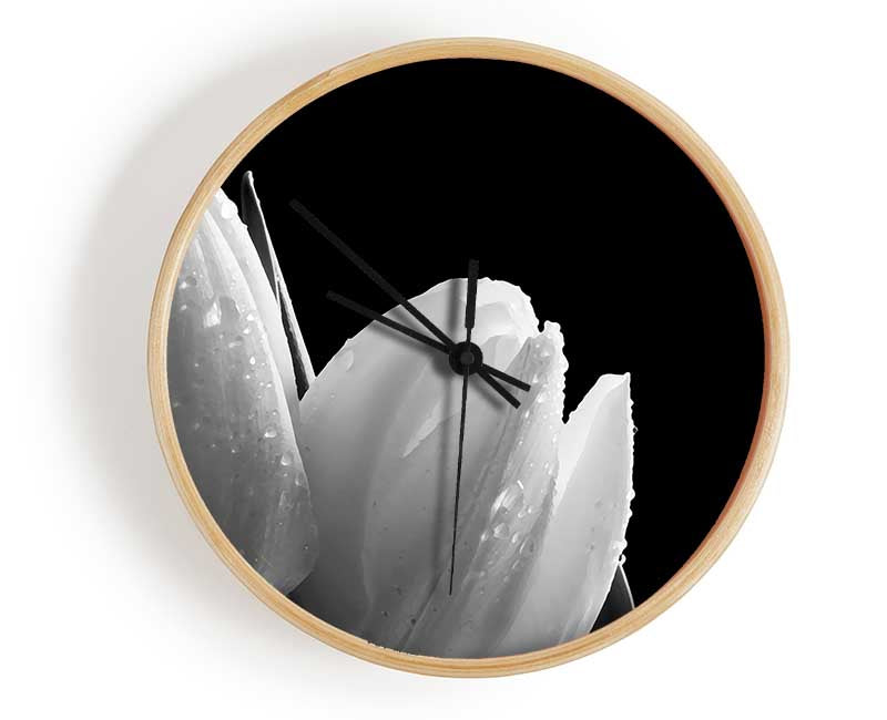 Black And White Tulip Beautys Clock - Wallart-Direct UK