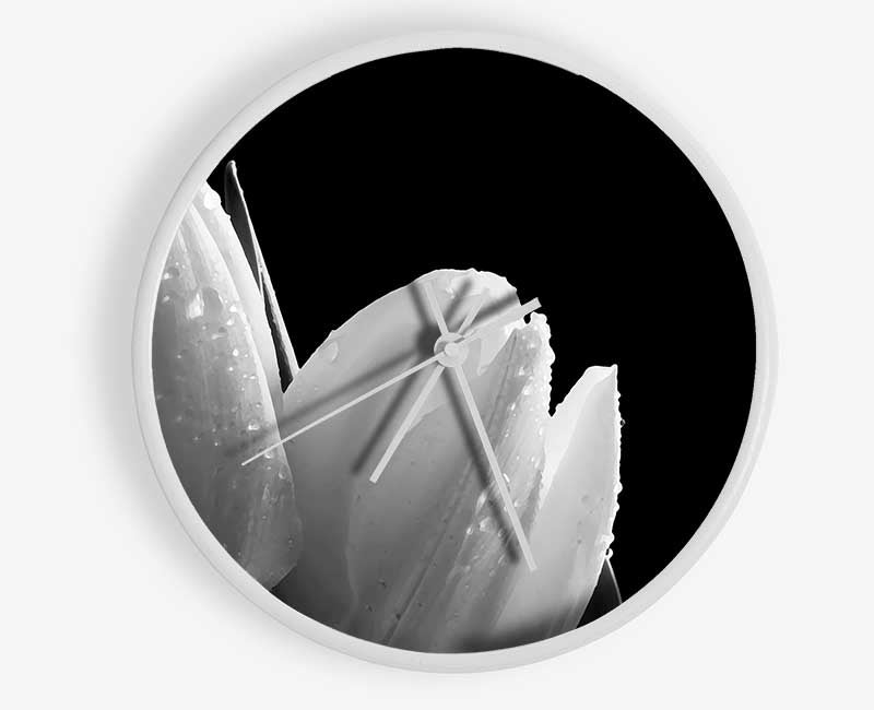 Black And White Tulip Beautys Clock - Wallart-Direct UK