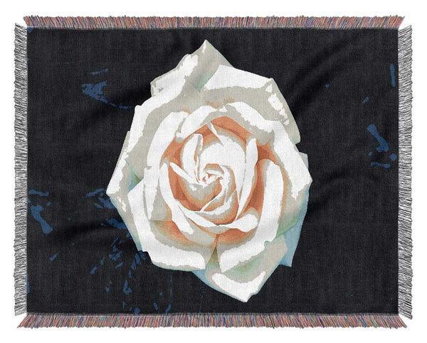 Yellow Rose On Blue Leaves Woven Blanket