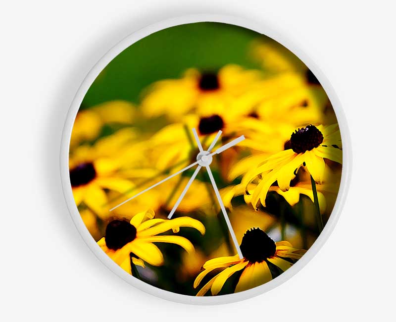 Yellow Daisy Pom Poms Clock - Wallart-Direct UK