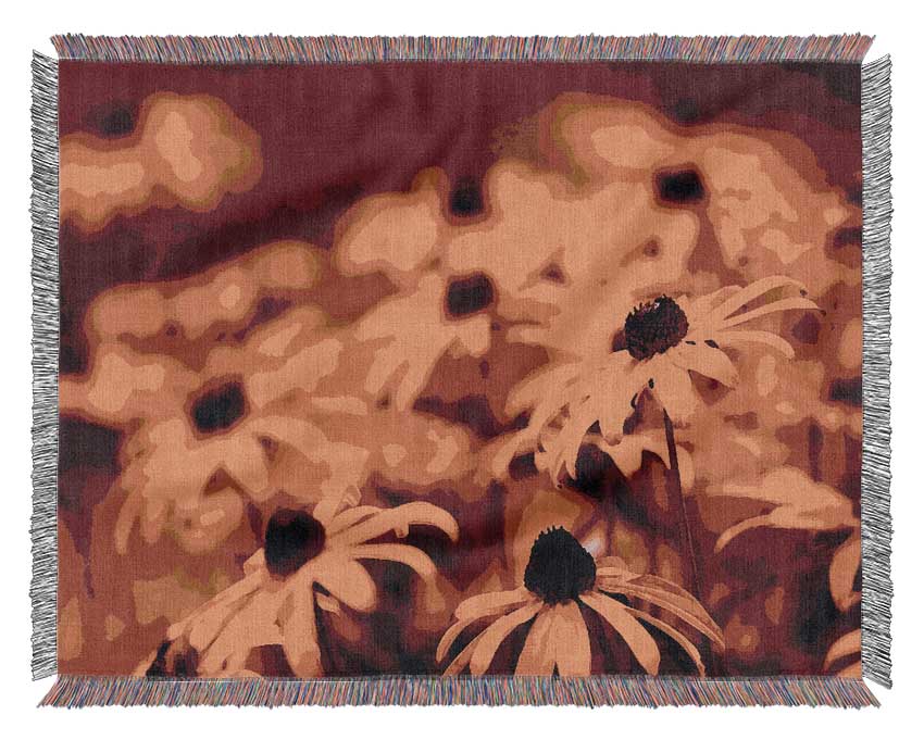 Daisies In Golden Sunlight Woven Blanket