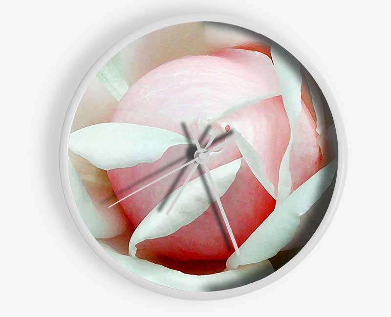 Soft Pink Rose Bud Clock - Wallart-Direct UK