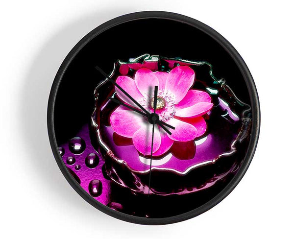 Pink Flower Splash Clock - Wallart-Direct UK