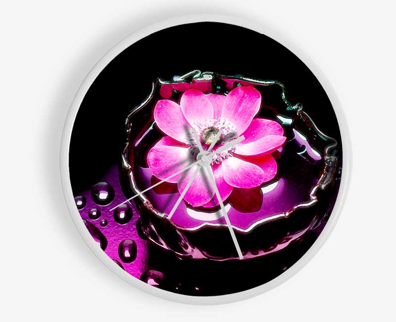 Pink Flower Splash Clock - Wallart-Direct UK