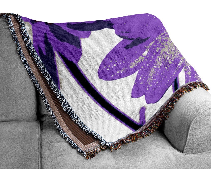 Purple Dew Drop Daisys Woven Blanket