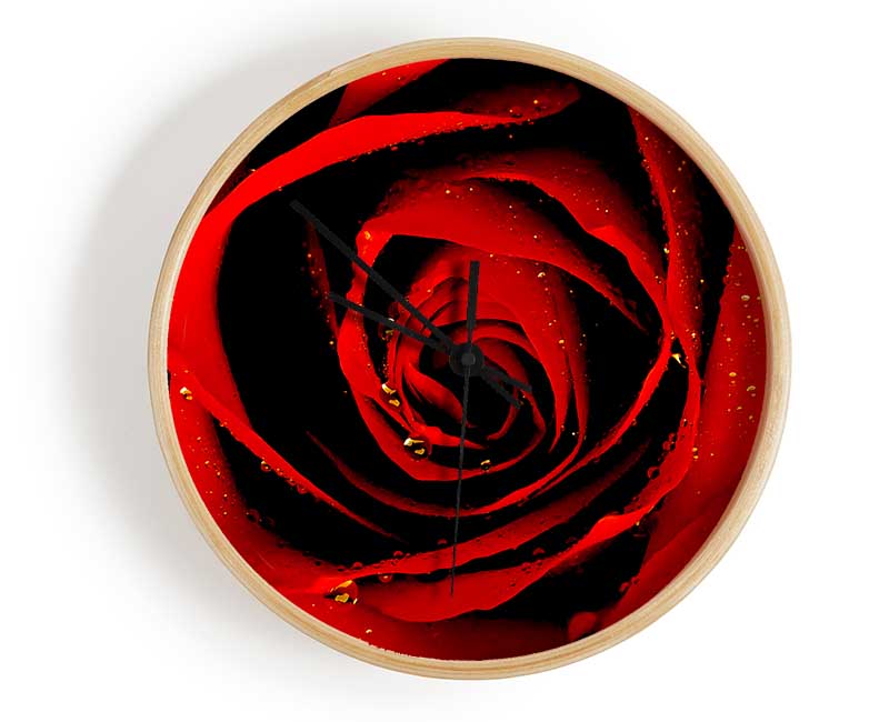 Close-Up Of A Red Rose Clock - Wallart-Direct UK