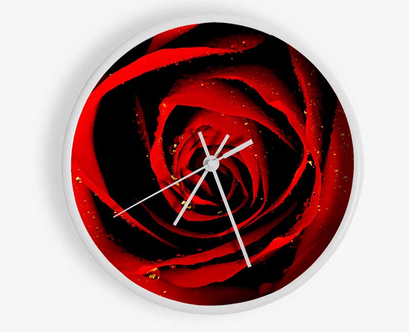 Close-Up Of A Red Rose Clock - Wallart-Direct UK