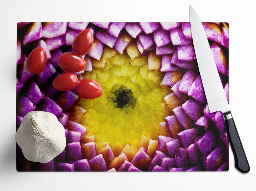 Purple Petal Delight Glass Chopping Board