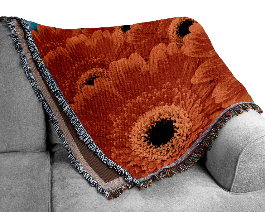 Orange Gerbera Heaven Woven Blanket