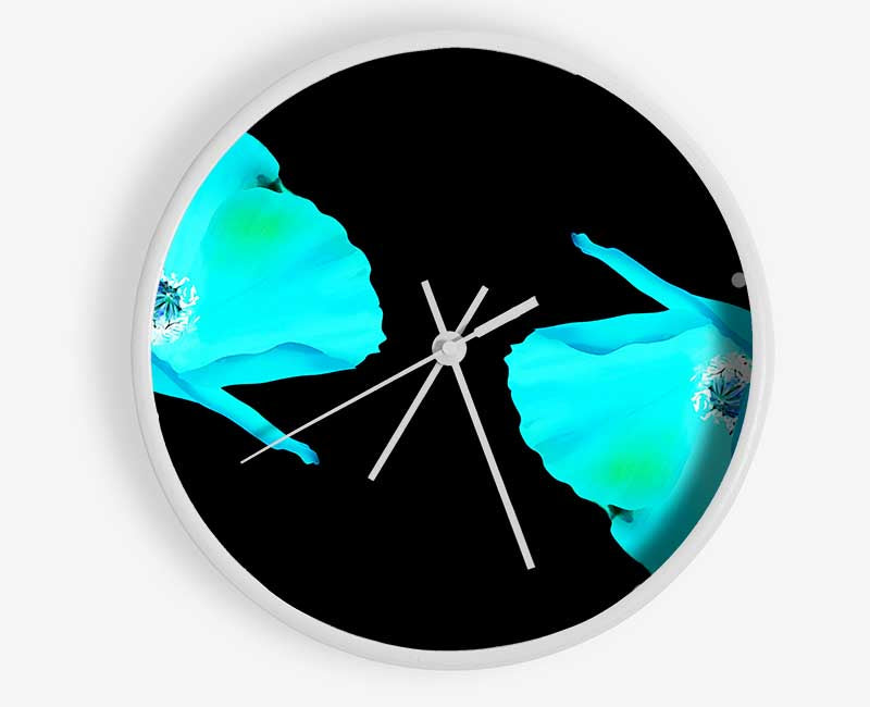 Blue Poppy Abstract Clock - Wallart-Direct UK