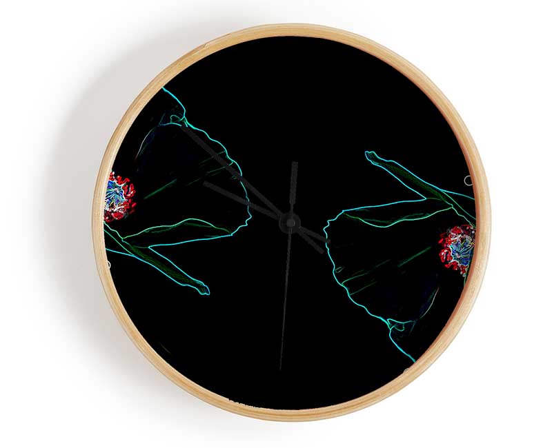 Abstarct Neon Floral 09 Clock - Wallart-Direct UK