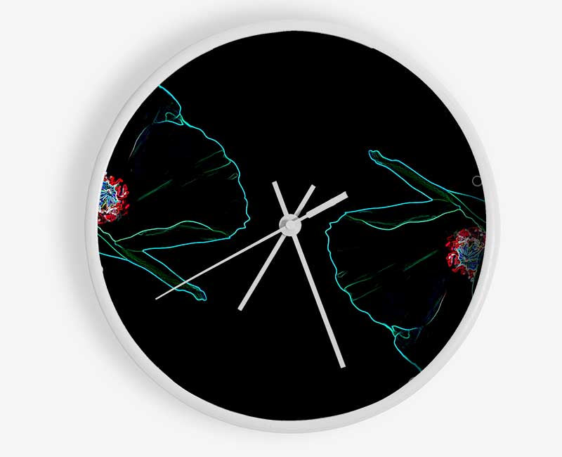 Abstarct Neon Floral 09 Clock - Wallart-Direct UK