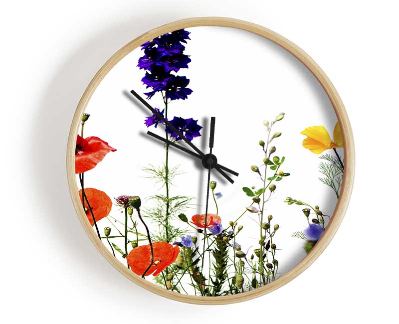 Wild Flower Garden In Bloom Clock - Wallart-Direct UK