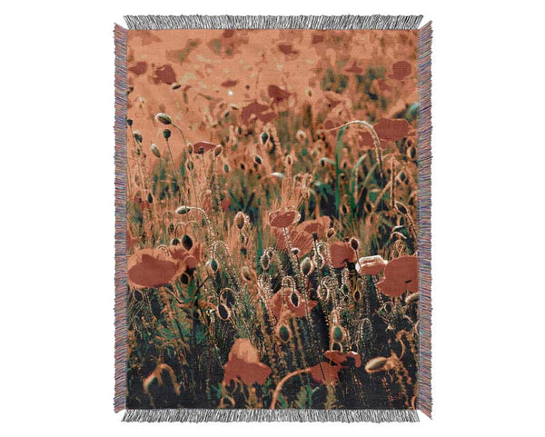 Poppy Field Sunlight Woven Blanket