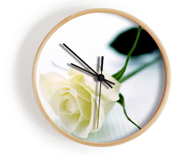 Single White Rose Clock - Wallart-Direct UK