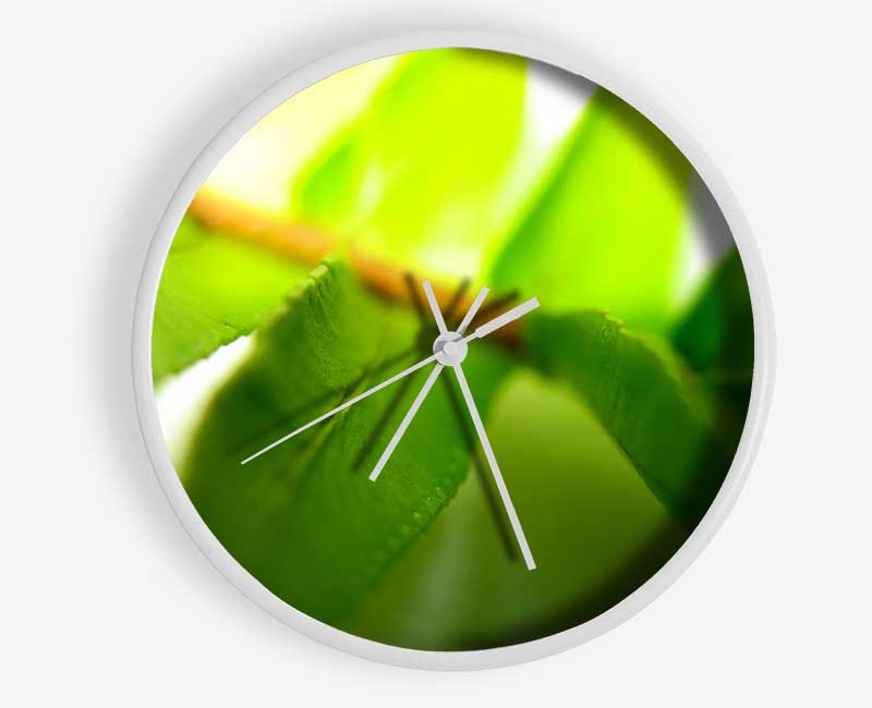 Green Leaves Close-Up Clock - Wallart-Direct UK