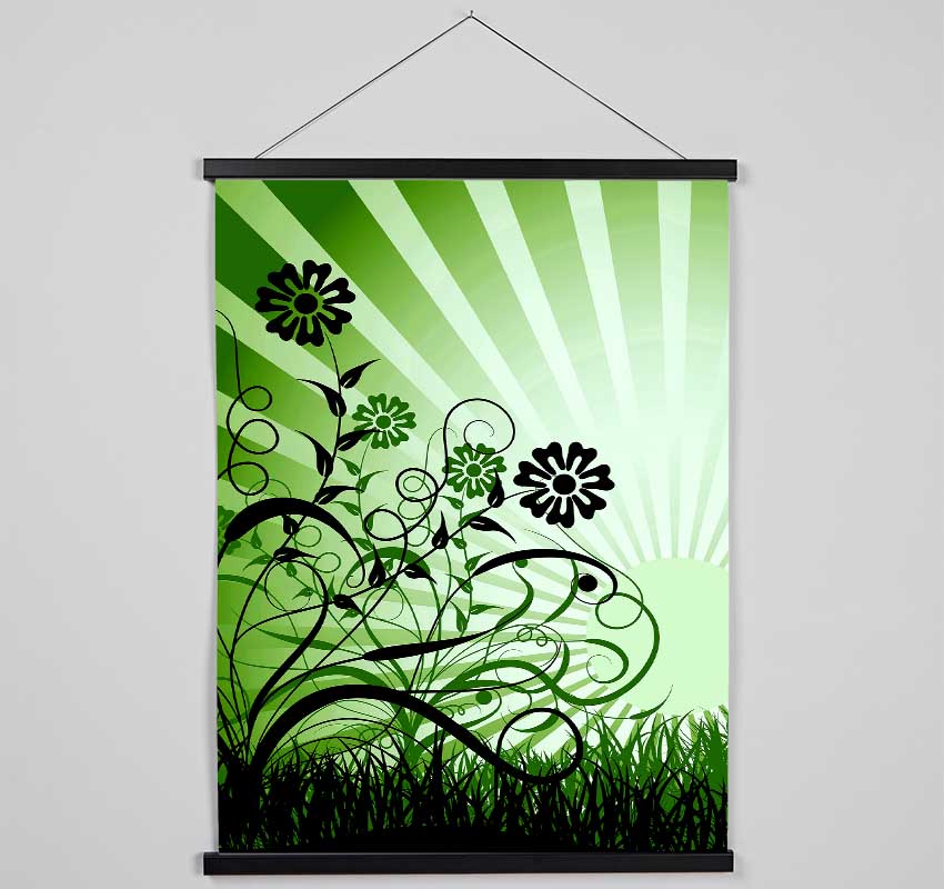 Green Sunrays Hanging Poster - Wallart-Direct UK