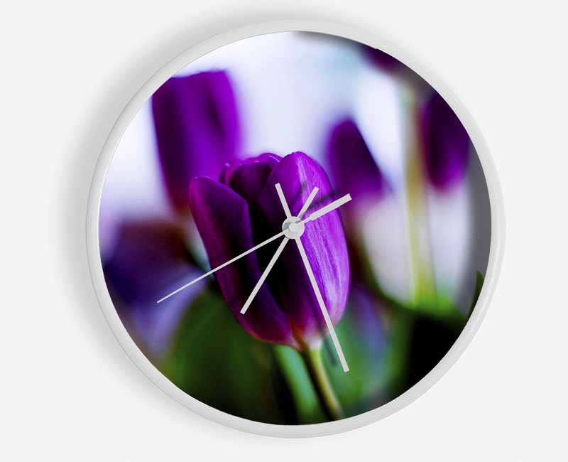 Purple Tulips Clock - Wallart-Direct UK