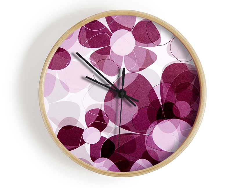 Mauve Pink Daisies Clock - Wallart-Direct UK