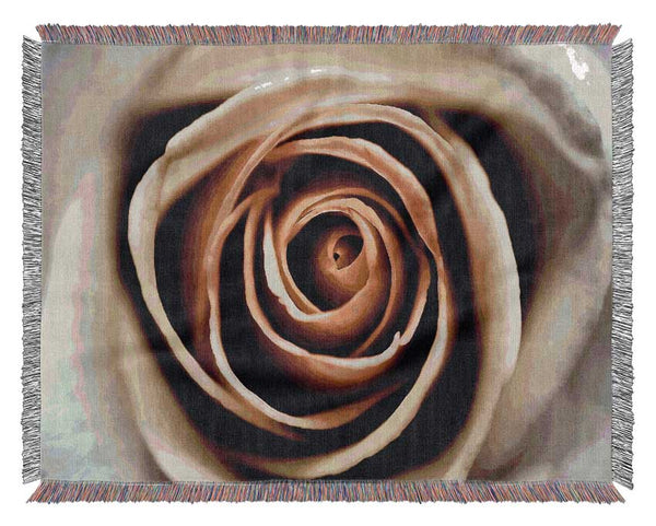 Stunning Sepia Rose Close-Up Woven Blanket