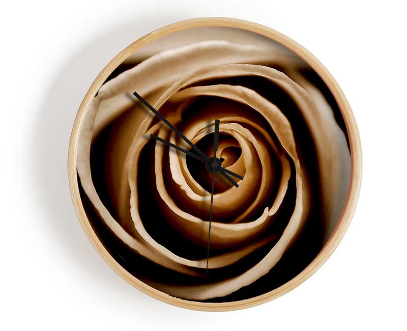 Stunning Sepia Rose Close-Up Clock - Wallart-Direct UK