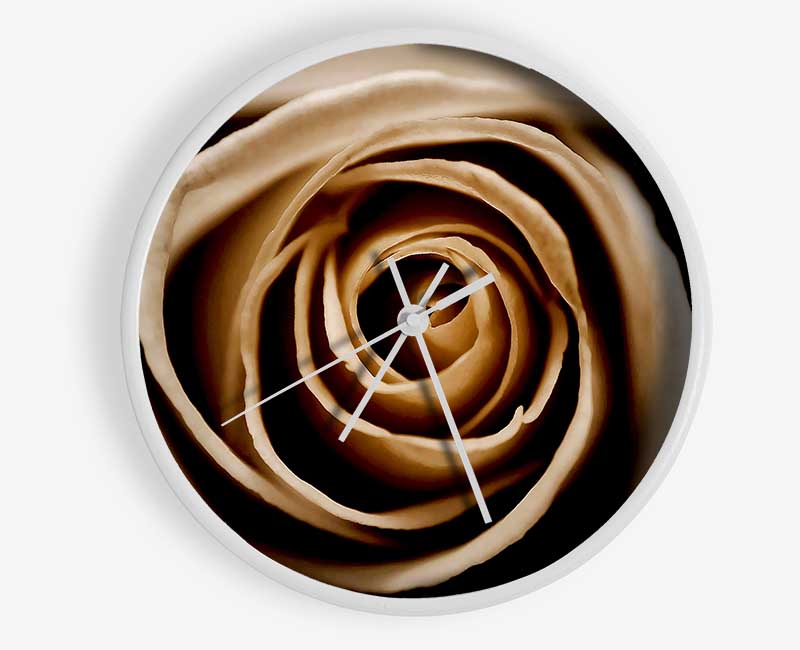 Stunning Sepia Rose Close-Up Clock - Wallart-Direct UK