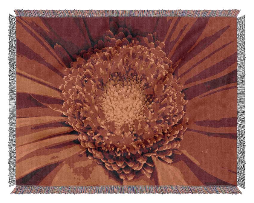 The Centre Of A Gerbera Woven Blanket