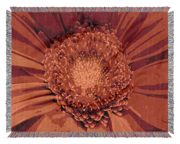 The Centre Of A Gerbera Woven Blanket