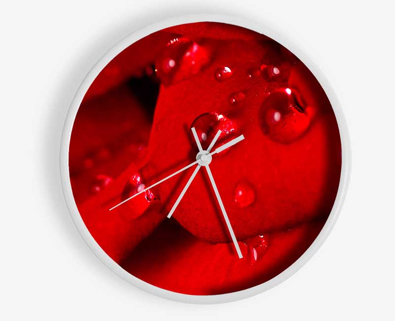 Red Petal Dew Drop Clock - Wallart-Direct UK