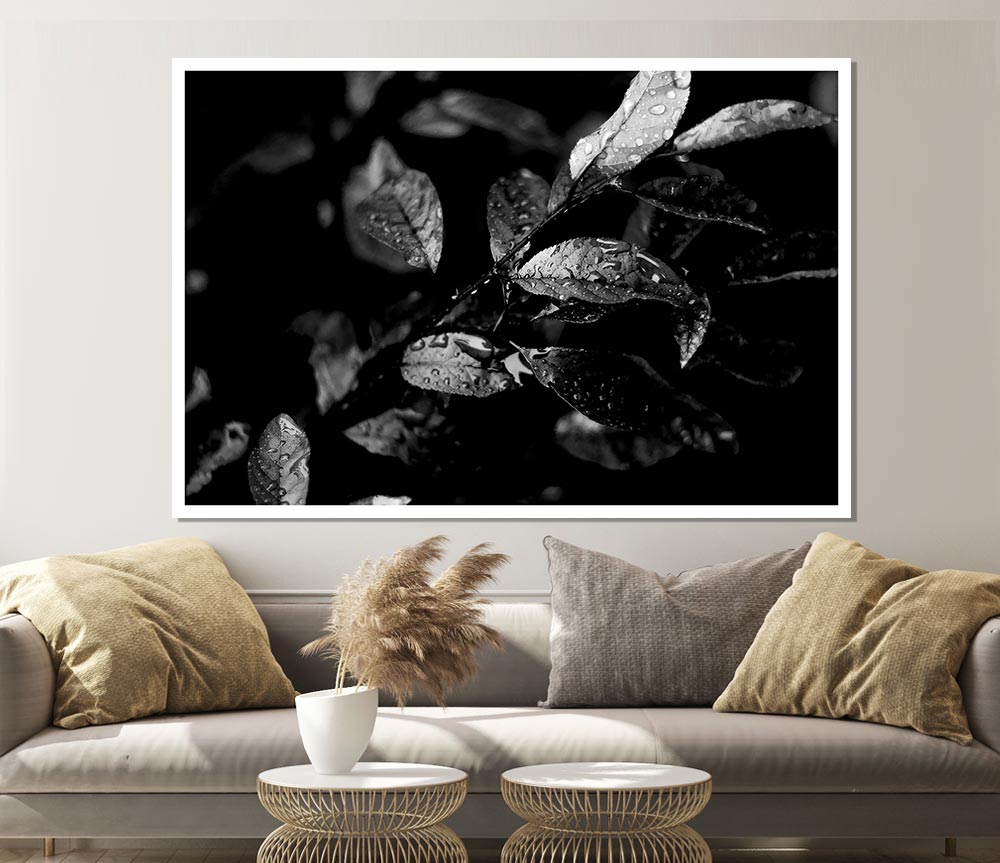 Winter Leaves B N W Print Poster Wall Art