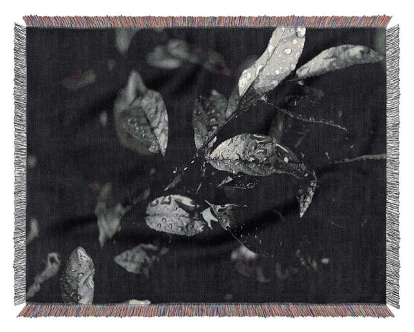 Winter Leaves B n W Woven Blanket