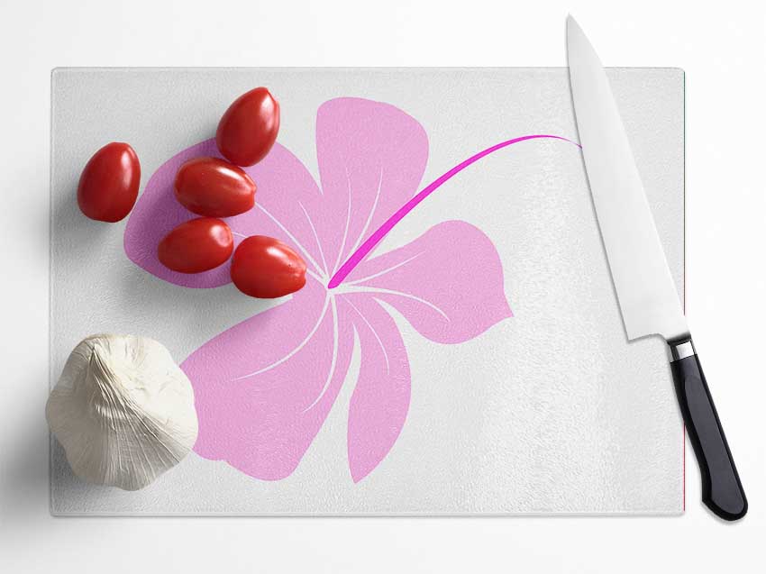 Pink Bloom Glass Chopping Board