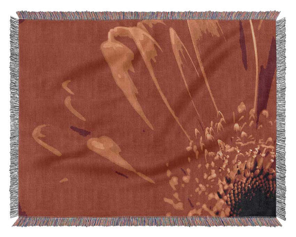 Orange On Orange Gerbera Petals Woven Blanket