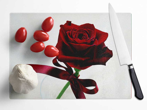 Deep Red Rose Glass Chopping Board