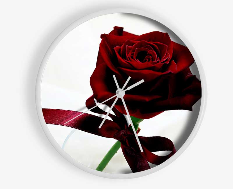 Deep Red Rose Clock - Wallart-Direct UK