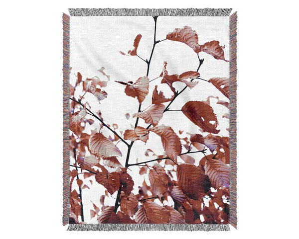 Red Leaves In Autumn Woven Blanket