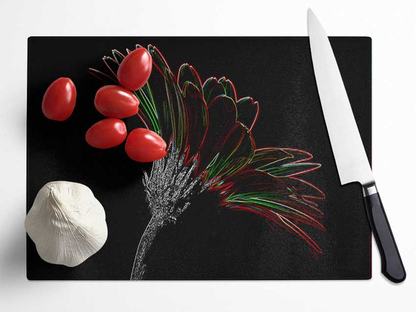 Abstract Neon Floral Delight Glass Chopping Board