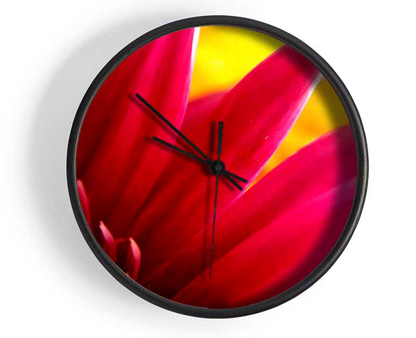 Vibrant Pink Petals On Yellow Clock - Wallart-Direct UK