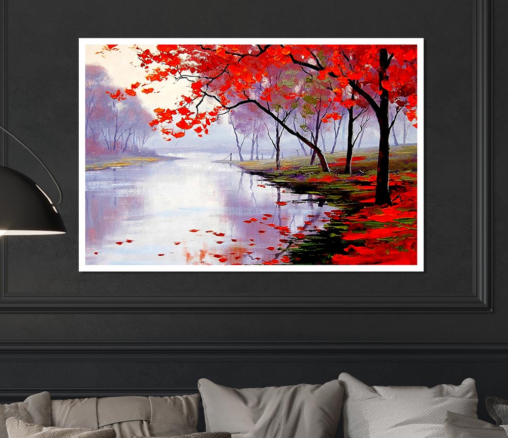 Autumn Lake Print Poster Wall Art