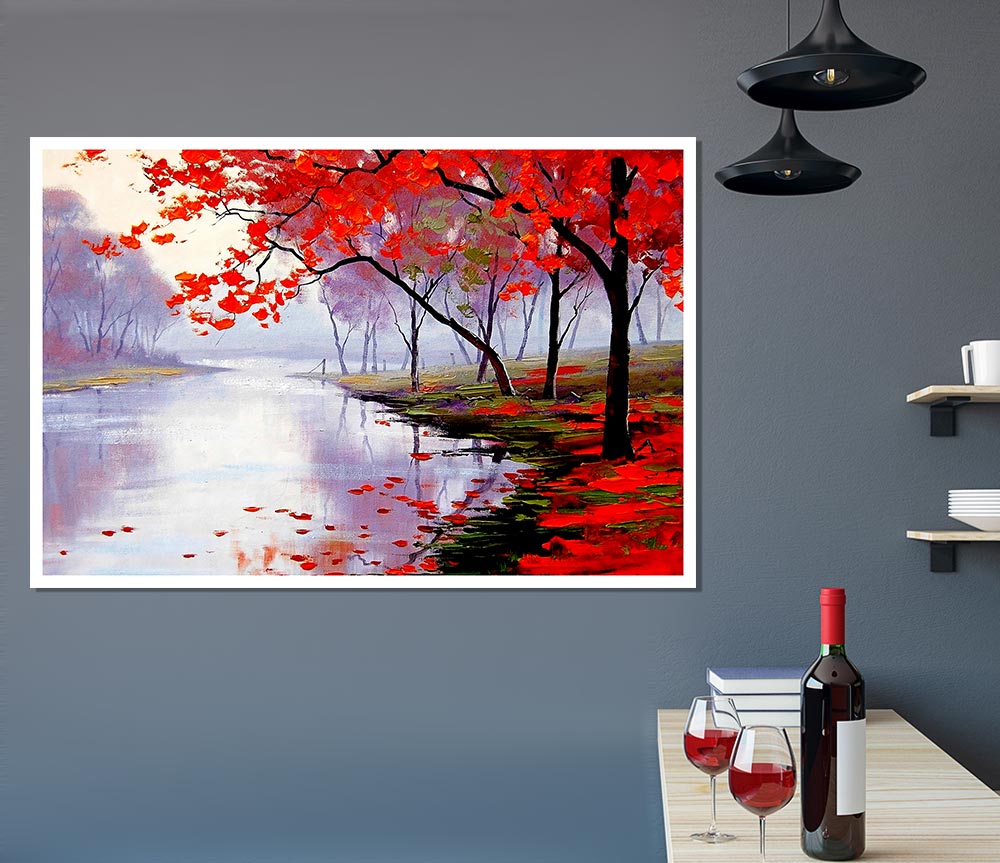 Autumn Lake Print Poster Wall Art