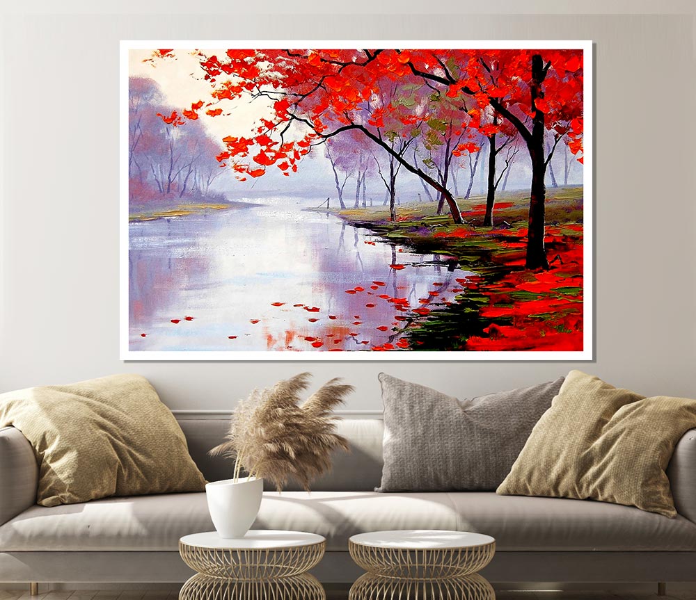 Autumn Lake Print Poster Wall Art