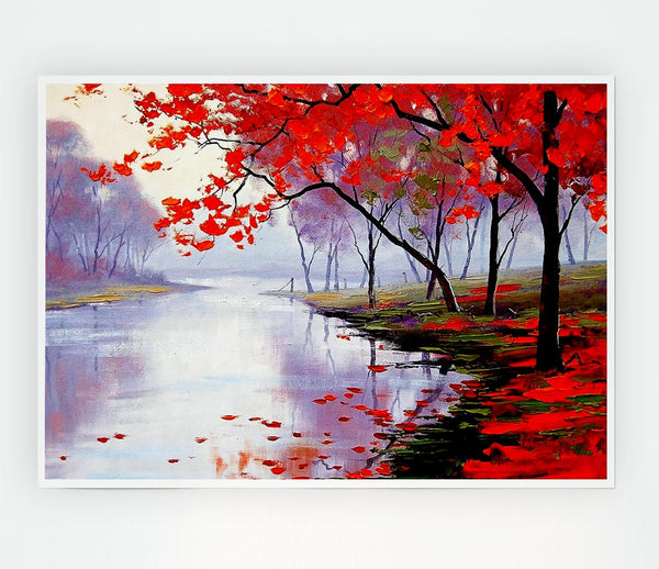 Autumn Lake Print Poster Wall Art