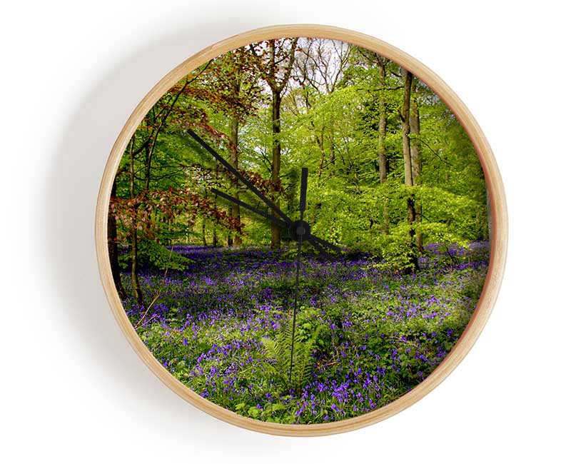 Purple Flowers In The Forest Clock - Wallart-Direct UK