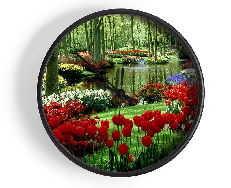 Tulip River Clock - Wallart-Direct UK