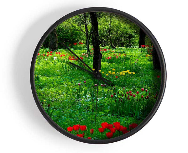 Tulip Woodland Clock - Wallart-Direct UK